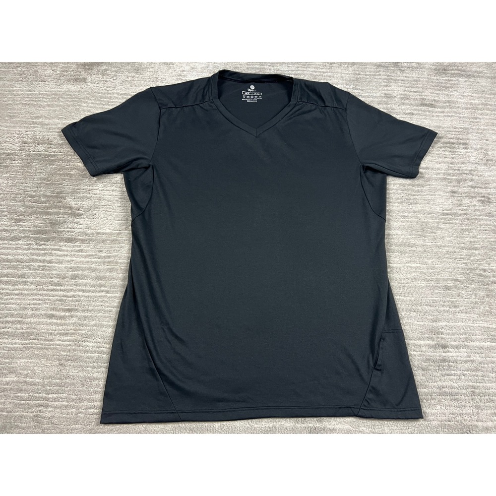 Lapasa T-Shirt Men XL Black V-Neck Activewear Short Sleeve Polyester Blend Solid
